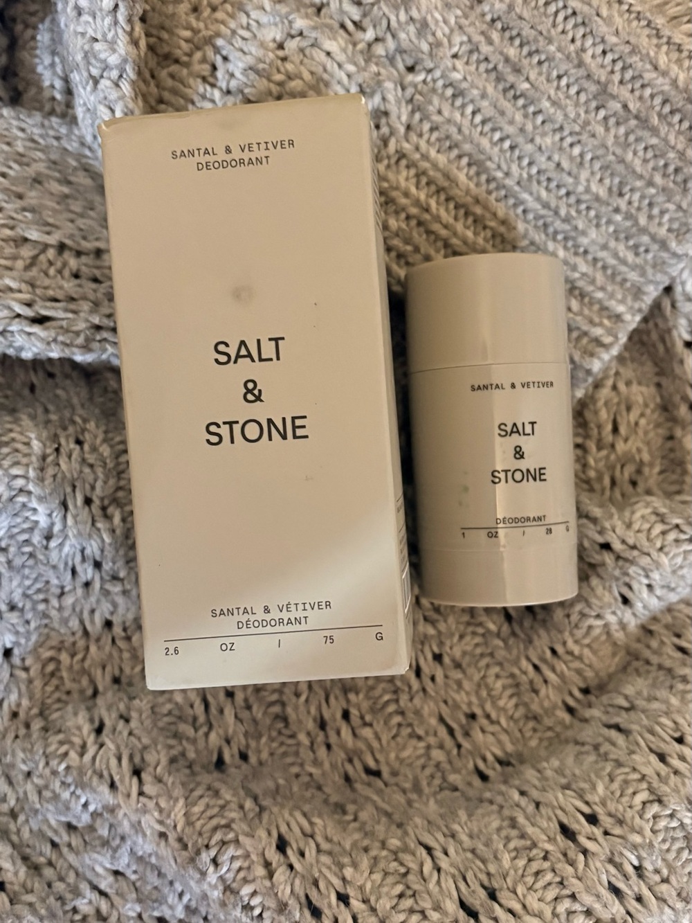 SALT & STONE Santal & Vetiver Deodorant 1 full size and 1 mini for travel